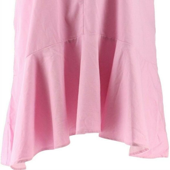 NWT JOAN RIVERS‎ PINK REGULAR LENGTH SLEEVELESS DENIM DRESS WITH FLOUNCE MEDIUM - Picture 4 of 12